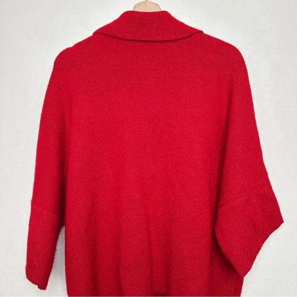 Tahari Womens Medium Button Collar Red Wool Oversized Cardigan - Picture 12 of 14